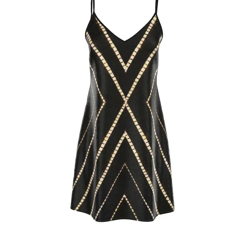 Vela Silk Slip Dress in Striped Shibori - Which Mark