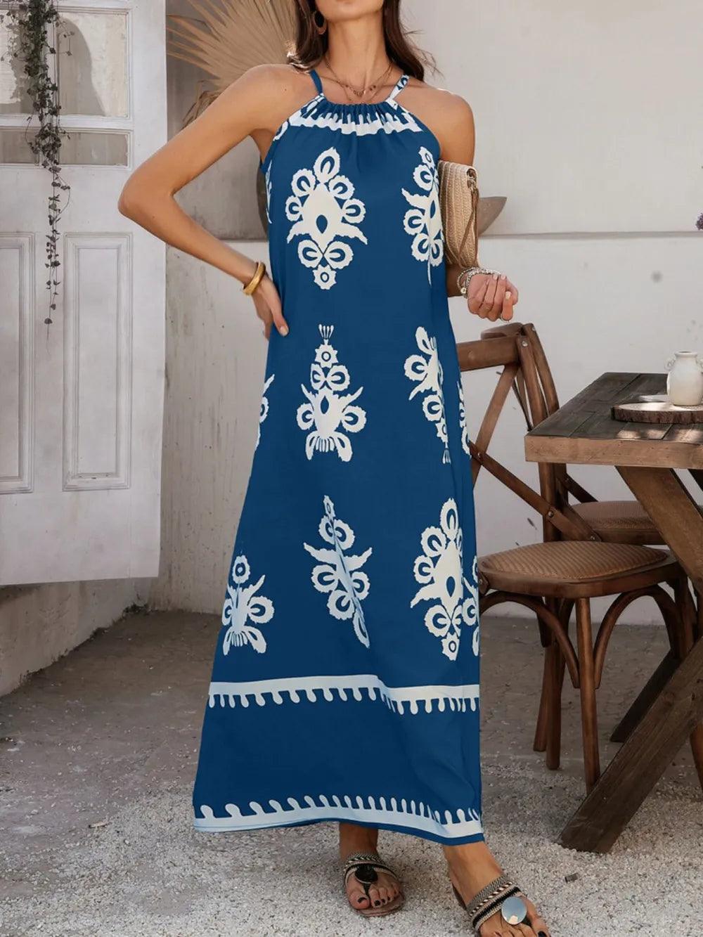 Devine Grecian Neck Printed Maxi Dress - Which Mark