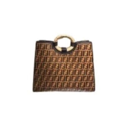 Genuine Leather Tote Bag Bamboo Round Handle - Which Mark