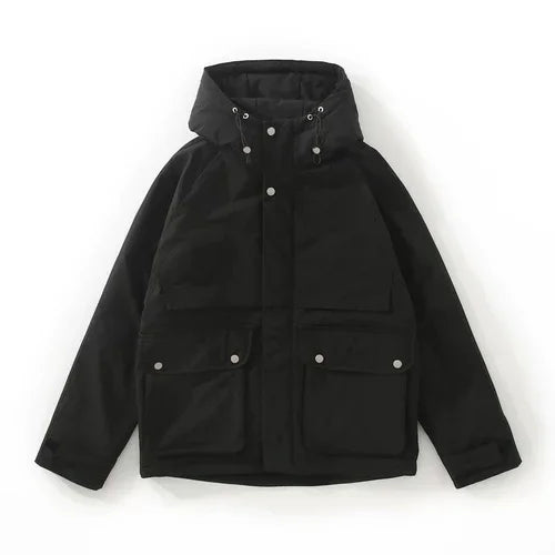All-match Short White Duck Down Hooded Jacket Men - Which Mark