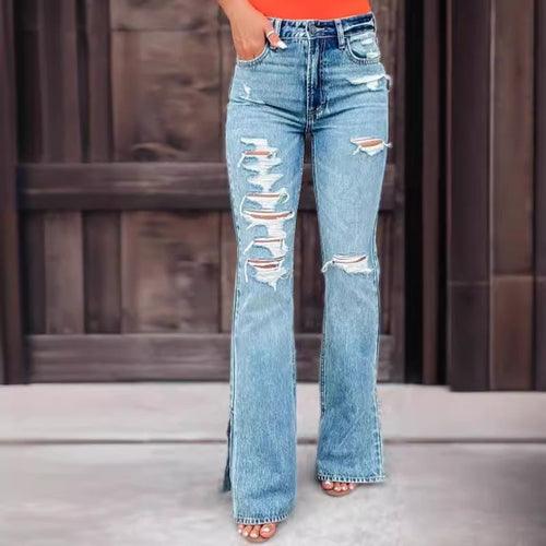 25 Edition – High Waist Ripped Split Stretch Jeans for Women - Which Mark