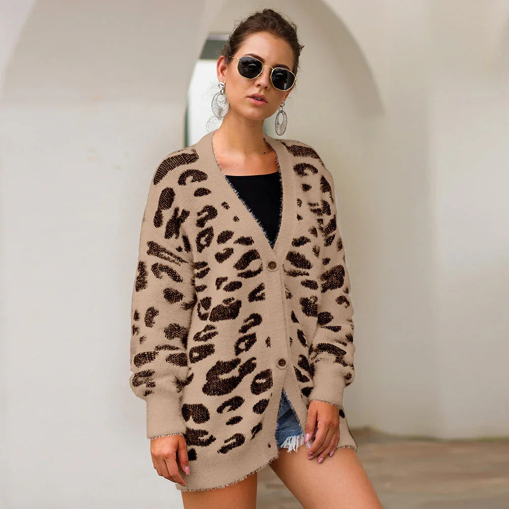 UrbanFur™ – Long Sleeve Leopard Knit Cardigan - Which Mark