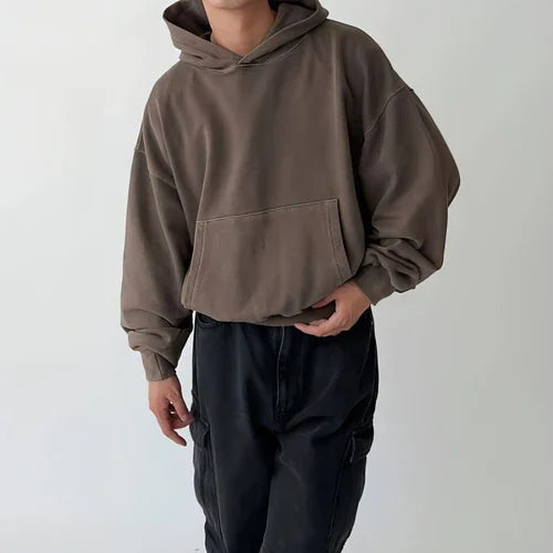 New Casual All-matching Hooded Loose Sweater Men's Retro Style Jacket - Which Mark