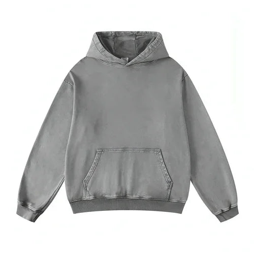 Thickened Washed Old Gradient Solid Color Batik Hooded Sweater For Men - Which Mark