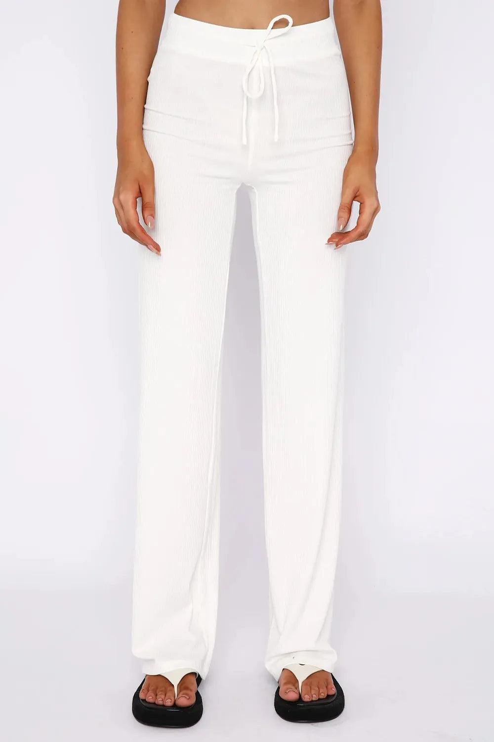 Round Neck Short Sleeve Top and Pants Set - Which Mark