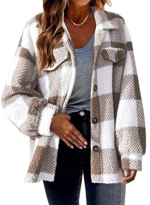 WinterFlair™ – Women's Fashion Jacket Button Plush Coat - Which Mark