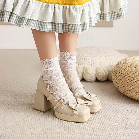 Cute Round Toe Single Shoe Bow Student Shoes - Which Mark