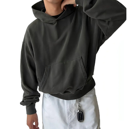 New Casual All-matching Hooded Loose Sweater Men's Retro Style Jacket - Which Mark