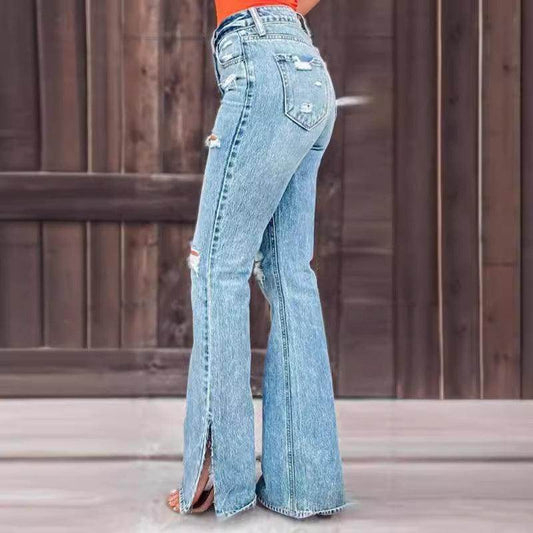 25 Edition – High Waist Ripped Split Stretch Jeans for Women - Which Mark