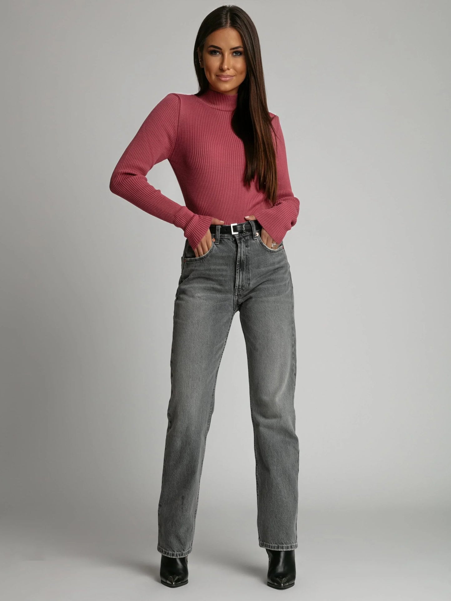 Women's fitted Indian turtleneck, pink 3212024 - Which Mark