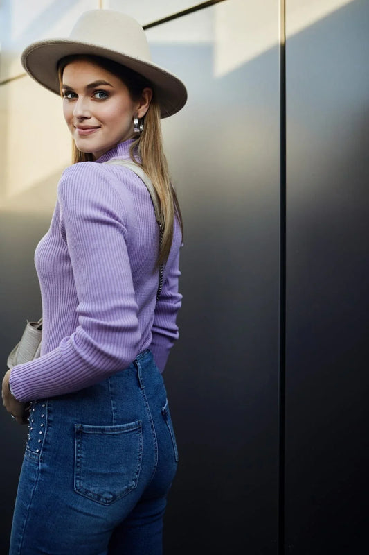 Women's fitted turtleneck, lilac 3212024 - Which Mark