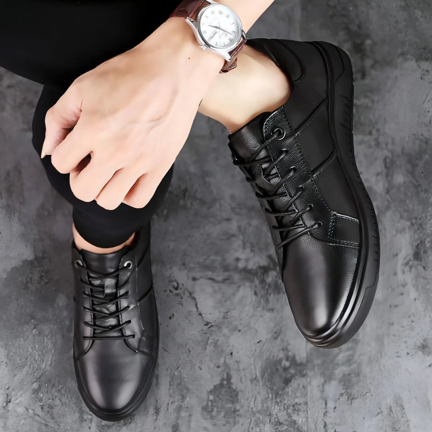 Men's casual fashion breathable top leather shoes - Which Mark