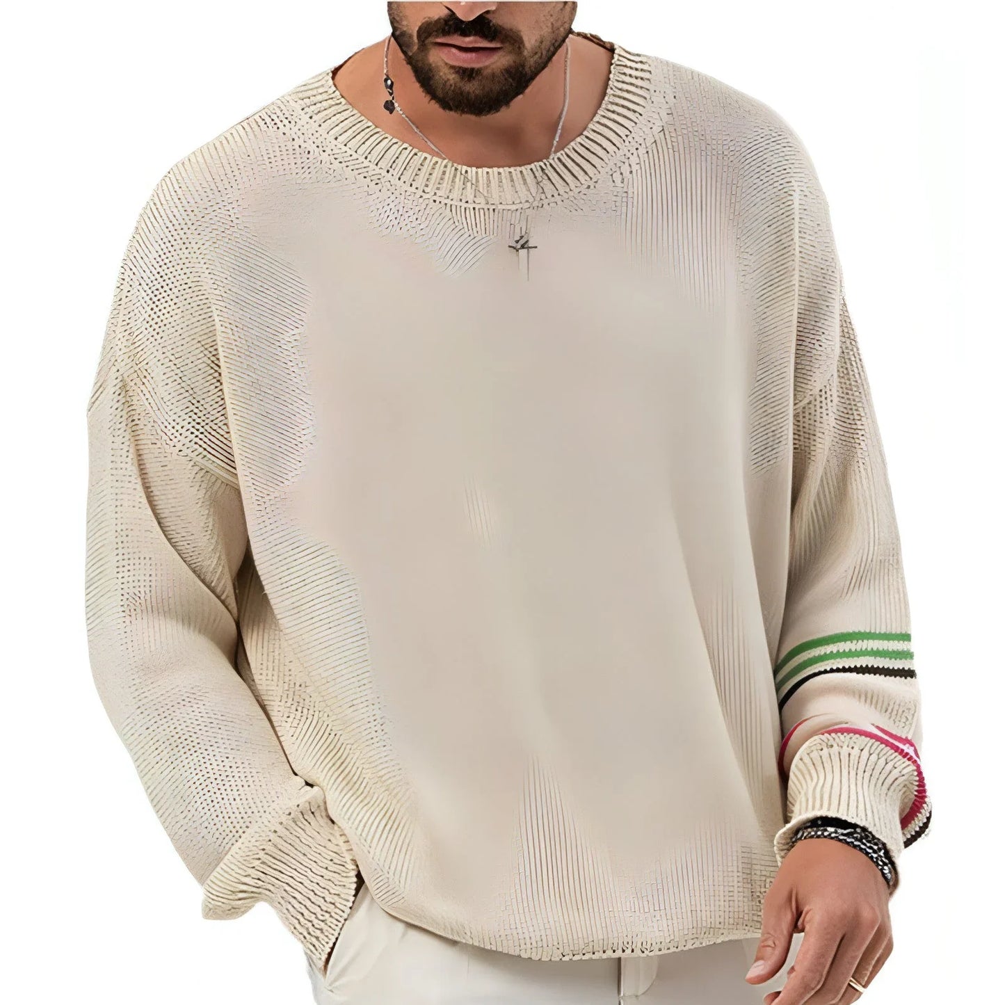 Round Neck Pullover Long Sleeve Base Lightweight Sweater - Which Mark