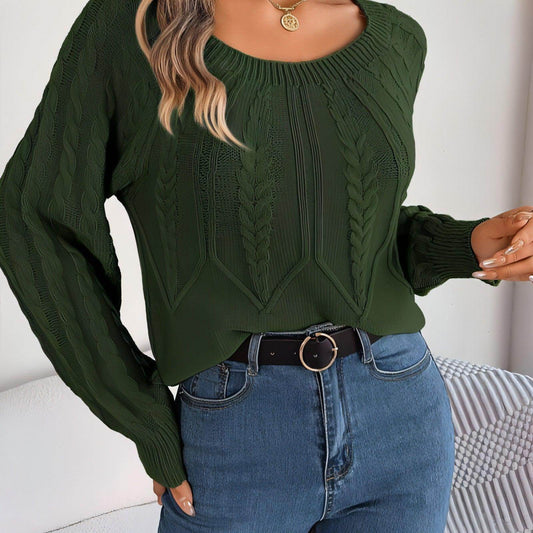 Leisure Solid Color Twist Long Sleeve Pullover Sweater Women - Which Mark