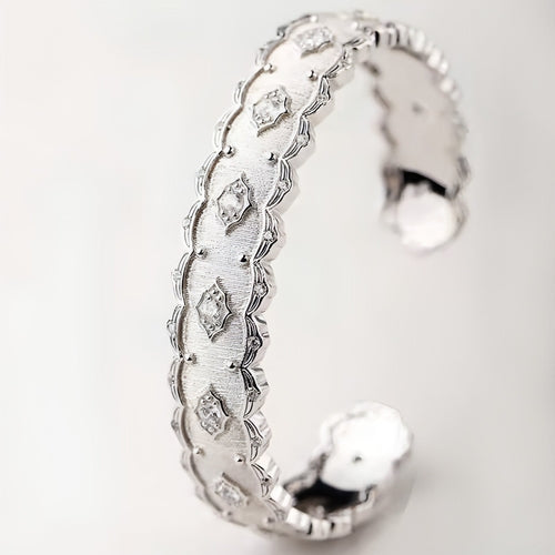 Silver Gold Plated Court Diamond Inlay Bracelet - Which Mark