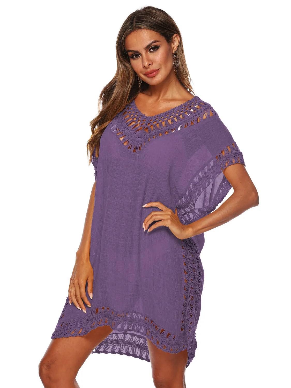 Bohemian Crochet Trim Beach Cover Up Dress - Which Mark
