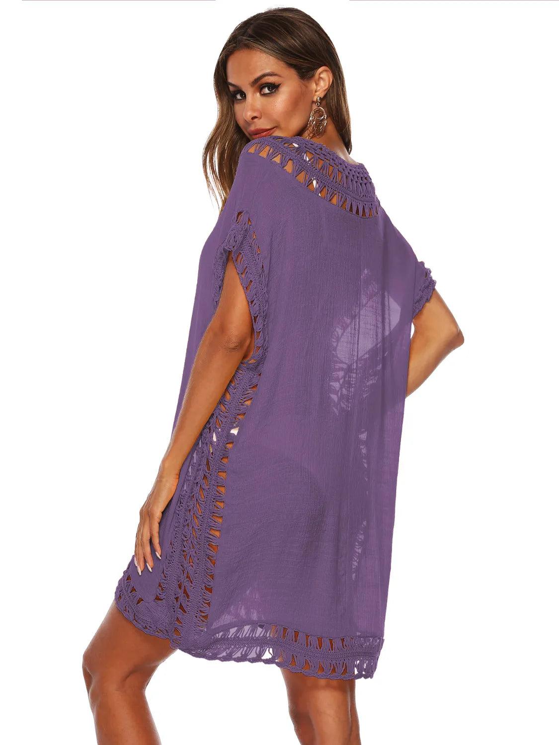 Bohemian Crochet Trim Beach Cover Up Dress - Which Mark