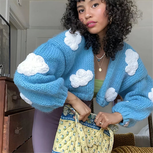 Handmade Crochet Cardigan Sweater Women Fruit Jacquard Embroidery - Which Mark