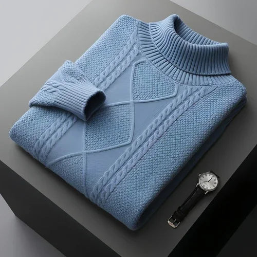 Men's Lapel High Collar Thick Loose Casual Knitted Sweater - Which Mark