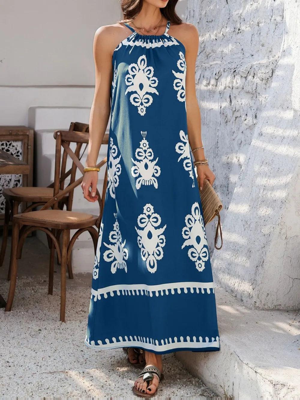 Devine Grecian Neck Printed Maxi Dress - Which Mark