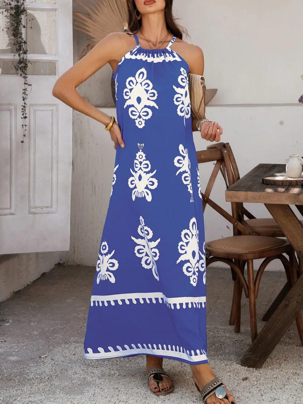 Devine Grecian Neck Printed Maxi Dress - Which Mark