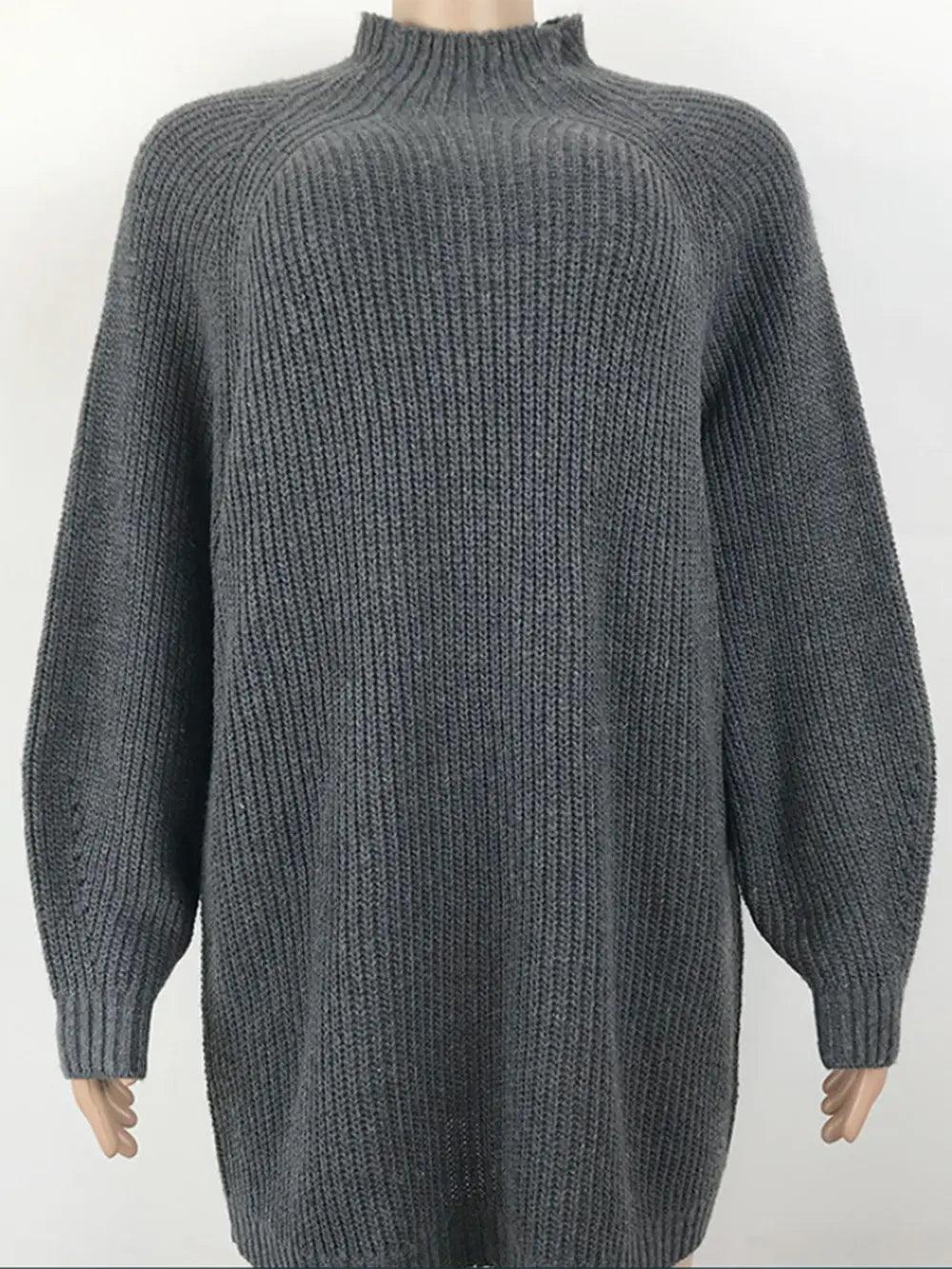 Mock Neck Dropped Shoulder Sweater Dress - Which Mark