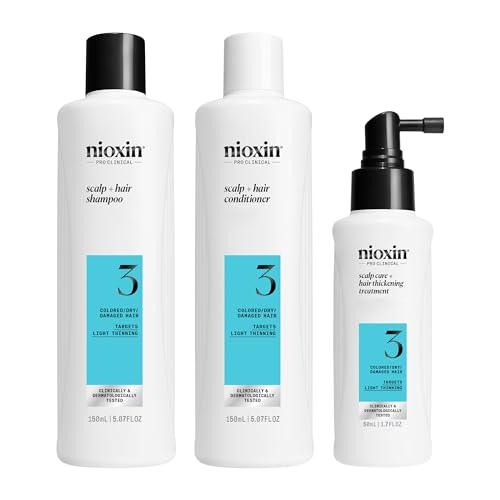 Nioxin Scalp + Hair Thickening System Kits | For Natural, Colored, & Damaged Hair with Light to Progressed Thinning | Strengthen & Boost Hair Density with Niacinamide & Biotin | Trial Size | 1 Month Supply - Which Mark