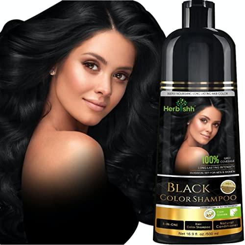 Herbishh Color Shampoo for Gray Hair – Colors in Minutes – Lasts Up To 2-3 Weeks – 500 mL - Hair Dye Shampoo Conditioner 3-In-1 Color – | Herbishh (Dark Brown) - Which Mark