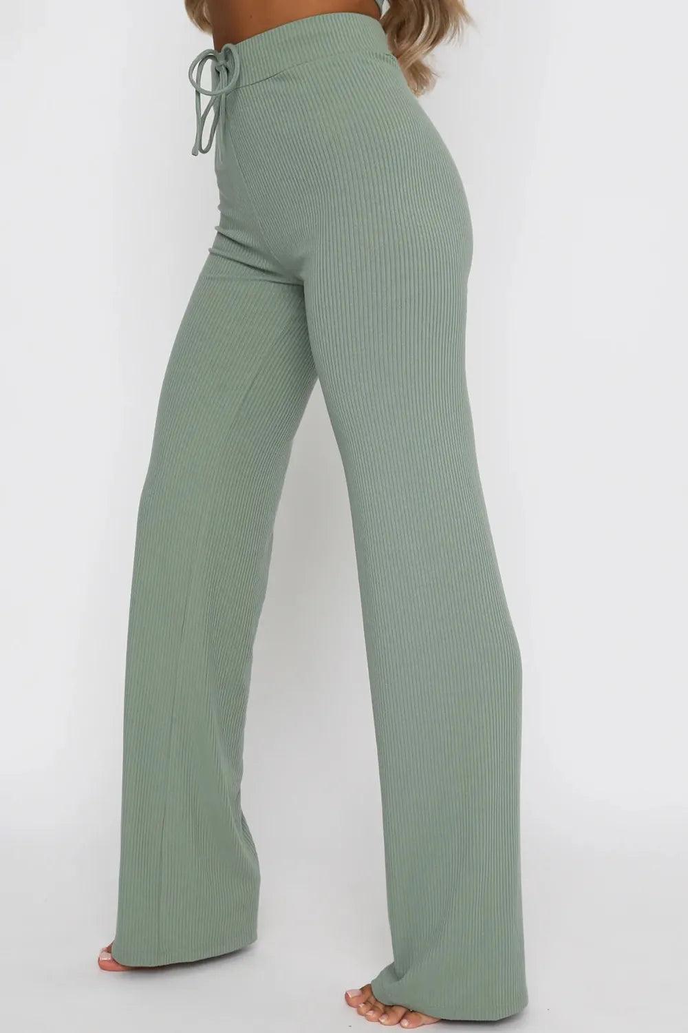 Round Neck Short Sleeve Top and Pants Set - Which Mark