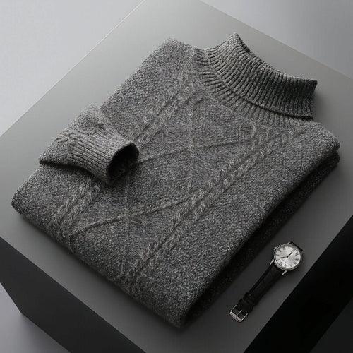 Men's Lapel High Collar Thick Loose Casual Knitted Sweater - Which Mark