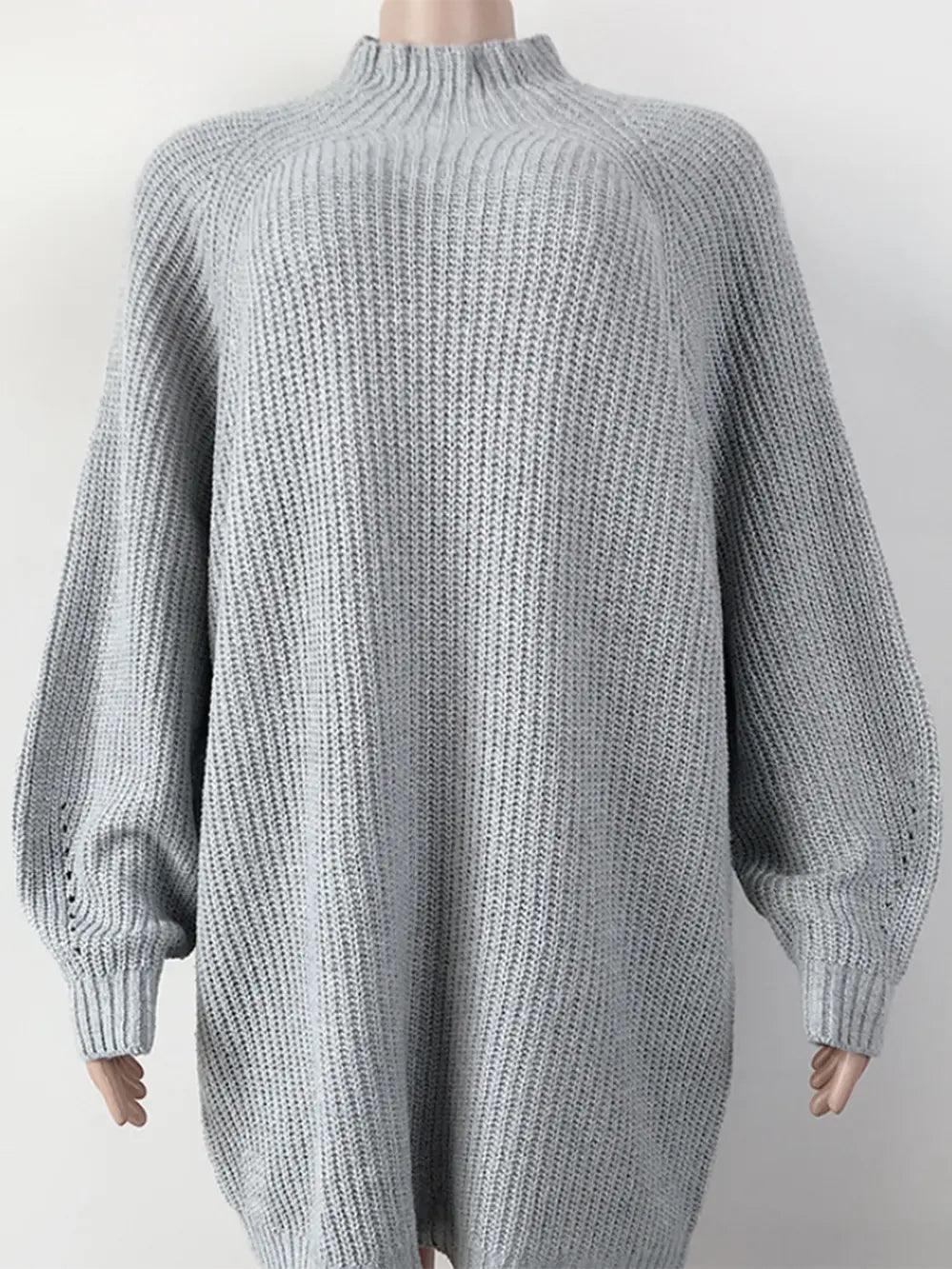 Mock Neck Dropped Shoulder Sweater Dress - Which Mark