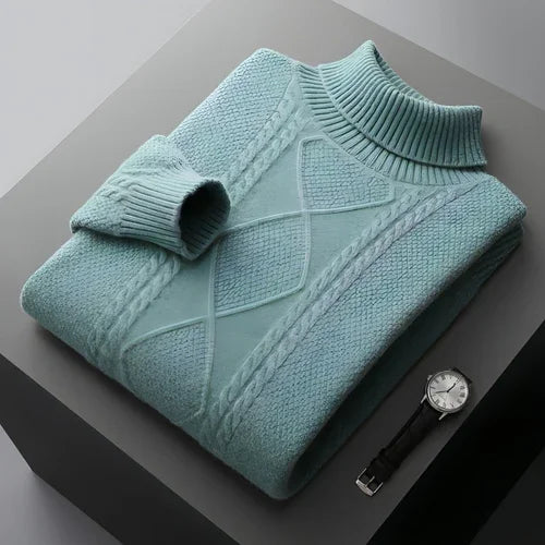 Men's Lapel High Collar Thick Loose Casual Knitted Sweater - Which Mark