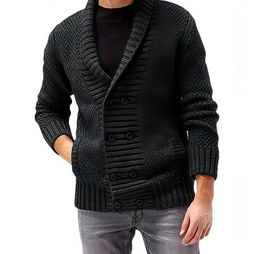 Fashion Simple Solid Color Men's Comfortable Long Sleeve Lapel Sweater - Which Mark