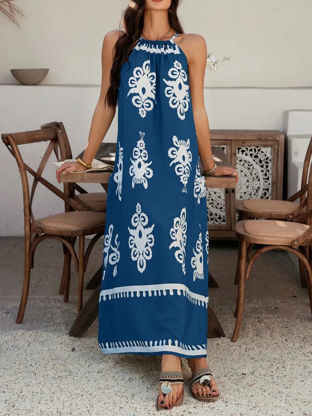 Devine Grecian Neck Printed Maxi Dress - Which Mark