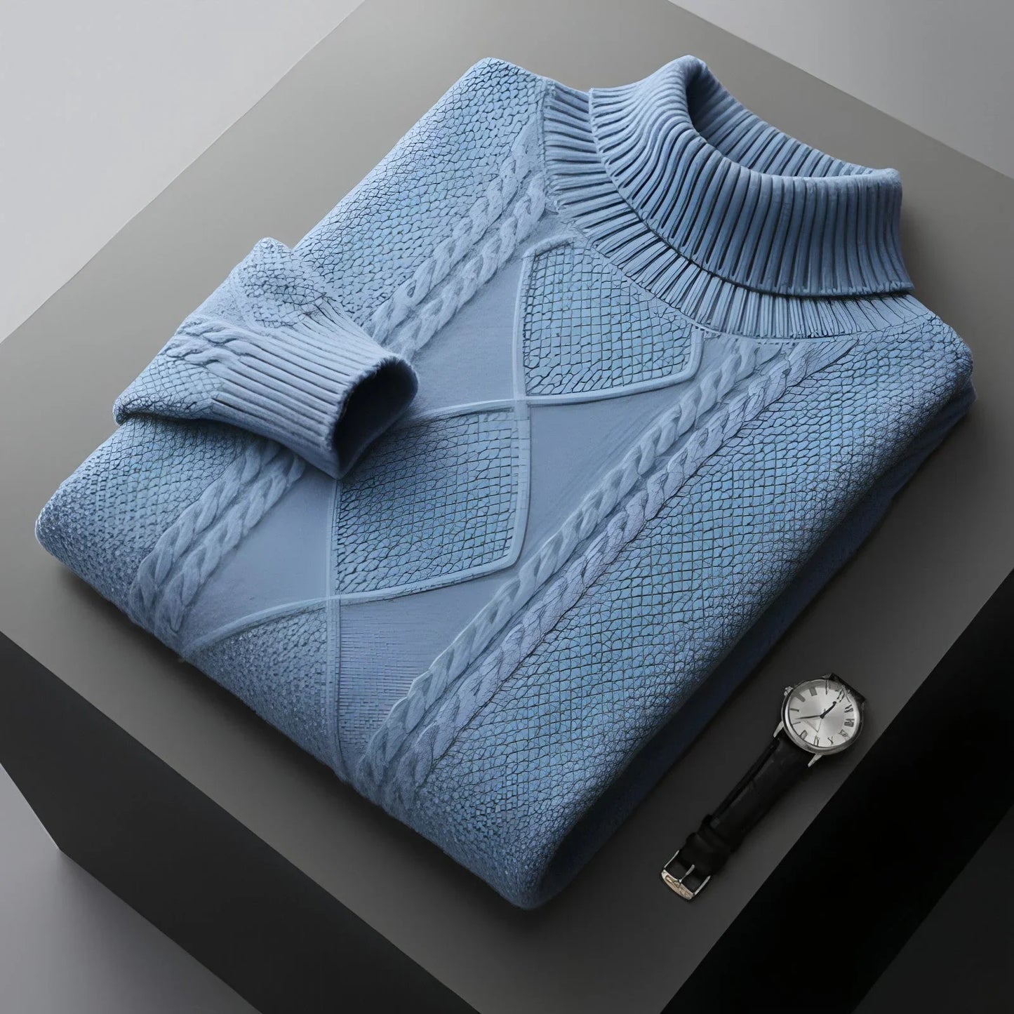 Men's Lapel High Collar Thick Loose Casual Knitted Sweater - Which Mark