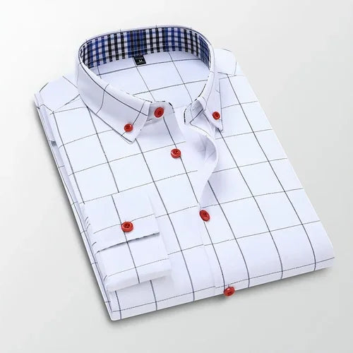 Fall Men's DressShirt Long Sleeve Casual Slim Fit - Which Mark