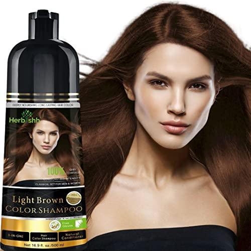 Herbishh Color Shampoo for Gray Hair – Colors in Minutes – Lasts Up To 2-3 Weeks – 500 mL - Hair Dye Shampoo Conditioner 3-In-1 Color – | Herbishh (Dark Brown) - Which Mark