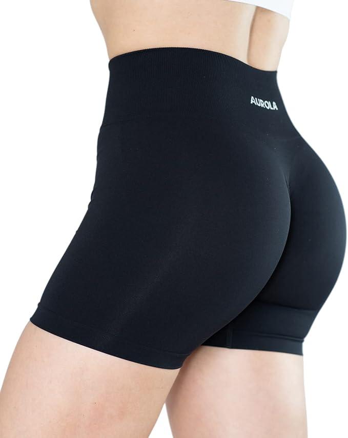 AUROLA Dream Collection Workout Shorts for Women High Waist Seamless Scrunch Athletic Running Gym Yoga Active Shorts - Which Mark