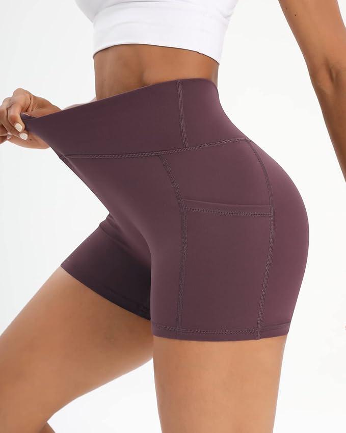 Iserkafe Workout Shorts for Women 2 Pcs Pack Cross Waist Active Gym Spandex Stretchy Yoga Compression with Side Pockets - Which Mark