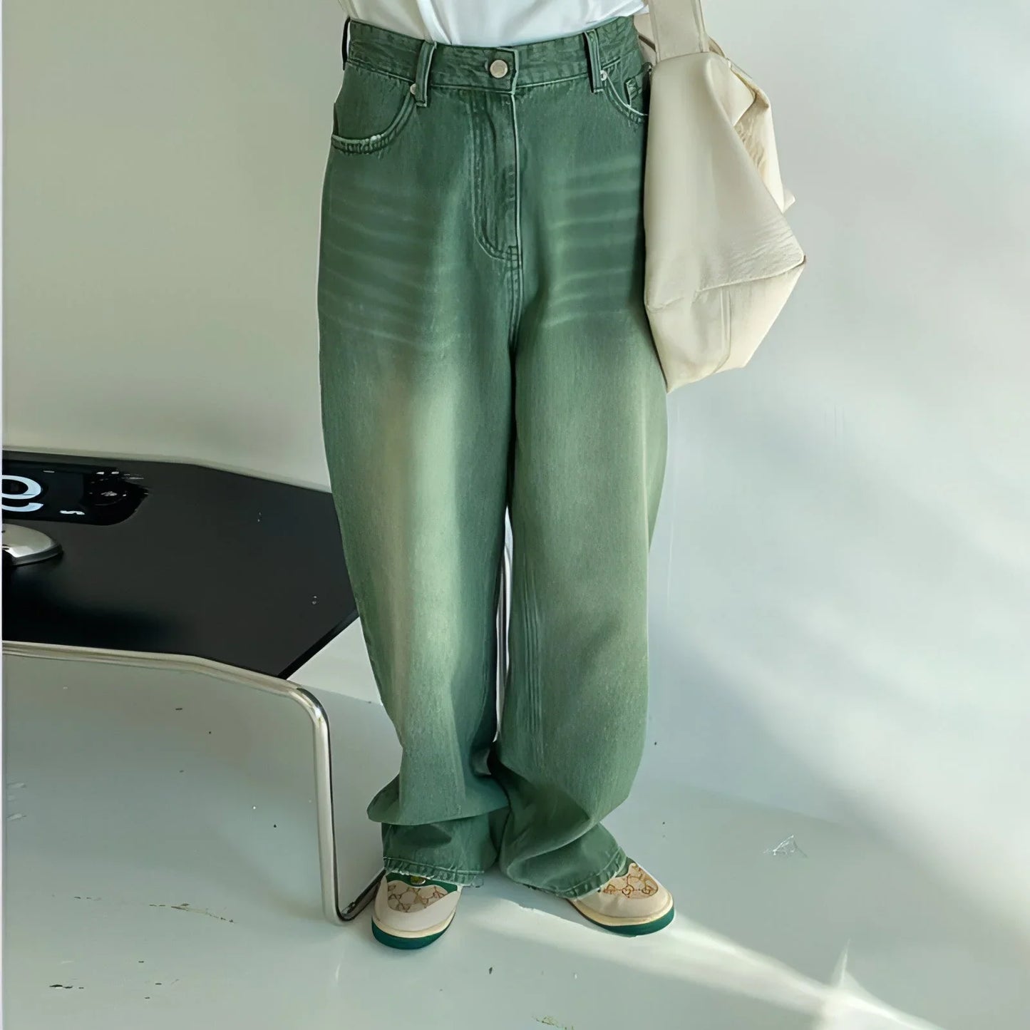UrbanEase™ Olive men 's retro vintage jeans - Which Mark