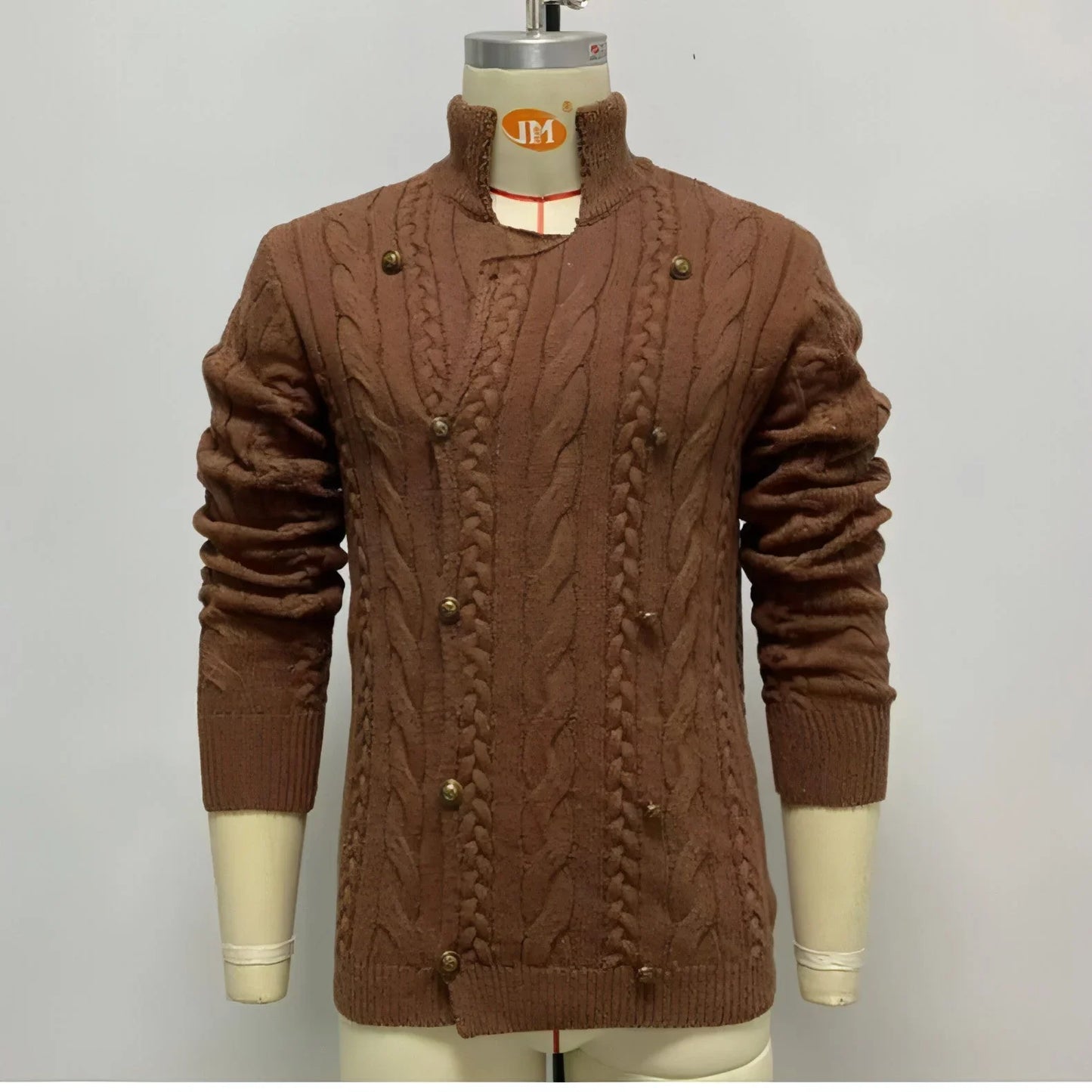 Long Sleeve Double Breasted Cardigan Sweater Coat Men - Which Mark