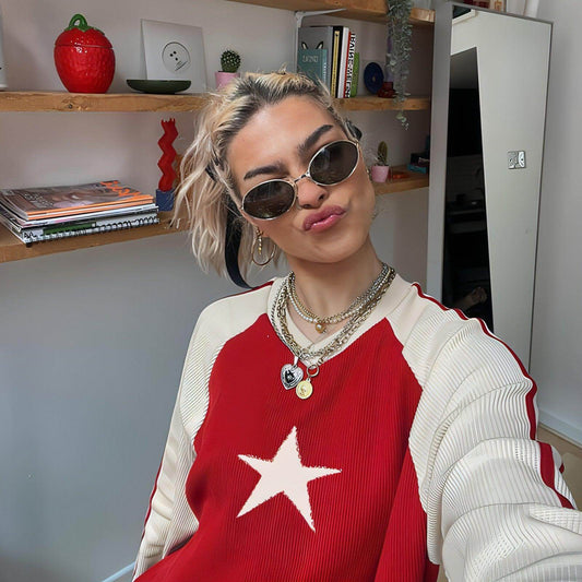 Women's Loose Top Striped Woolen Sweater - Which Mark