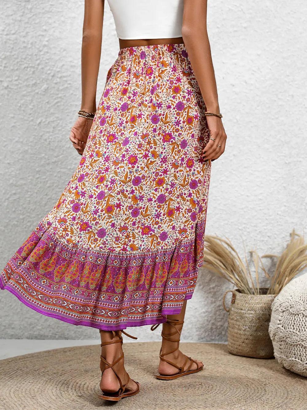 Perfee High-Low Elastic Waist Skirt - Which Mark
