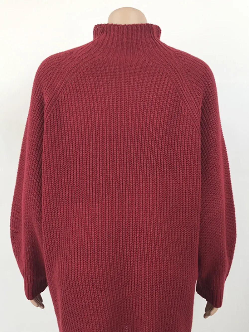 Mock Neck Dropped Shoulder Sweater Dress - Which Mark