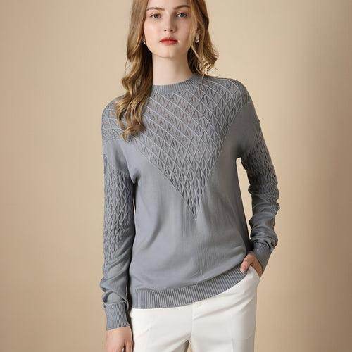 Pure Color Hollow Knitted Sweater Women Half High Fashion - Which Mark