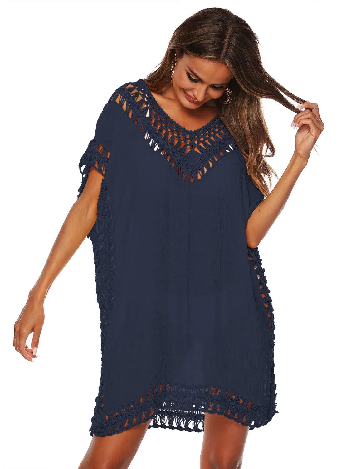 Bohemian Crochet Trim Beach Cover Up Dress - Which Mark
