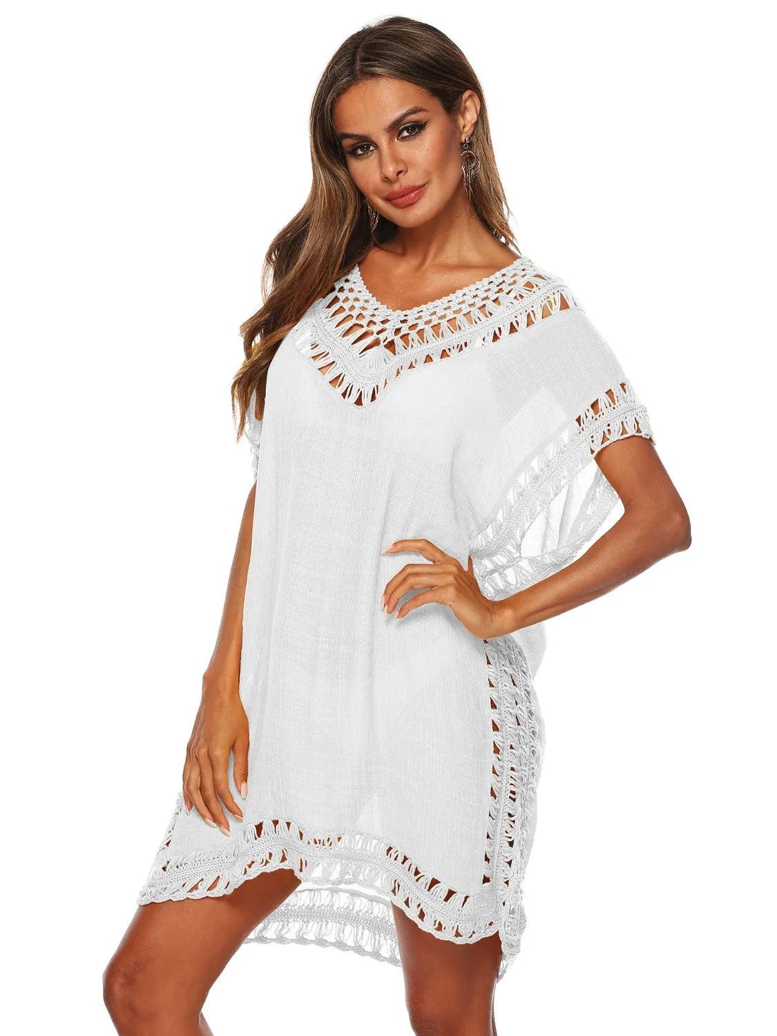 Bohemian Crochet Trim Beach Cover Up Dress - Which Mark