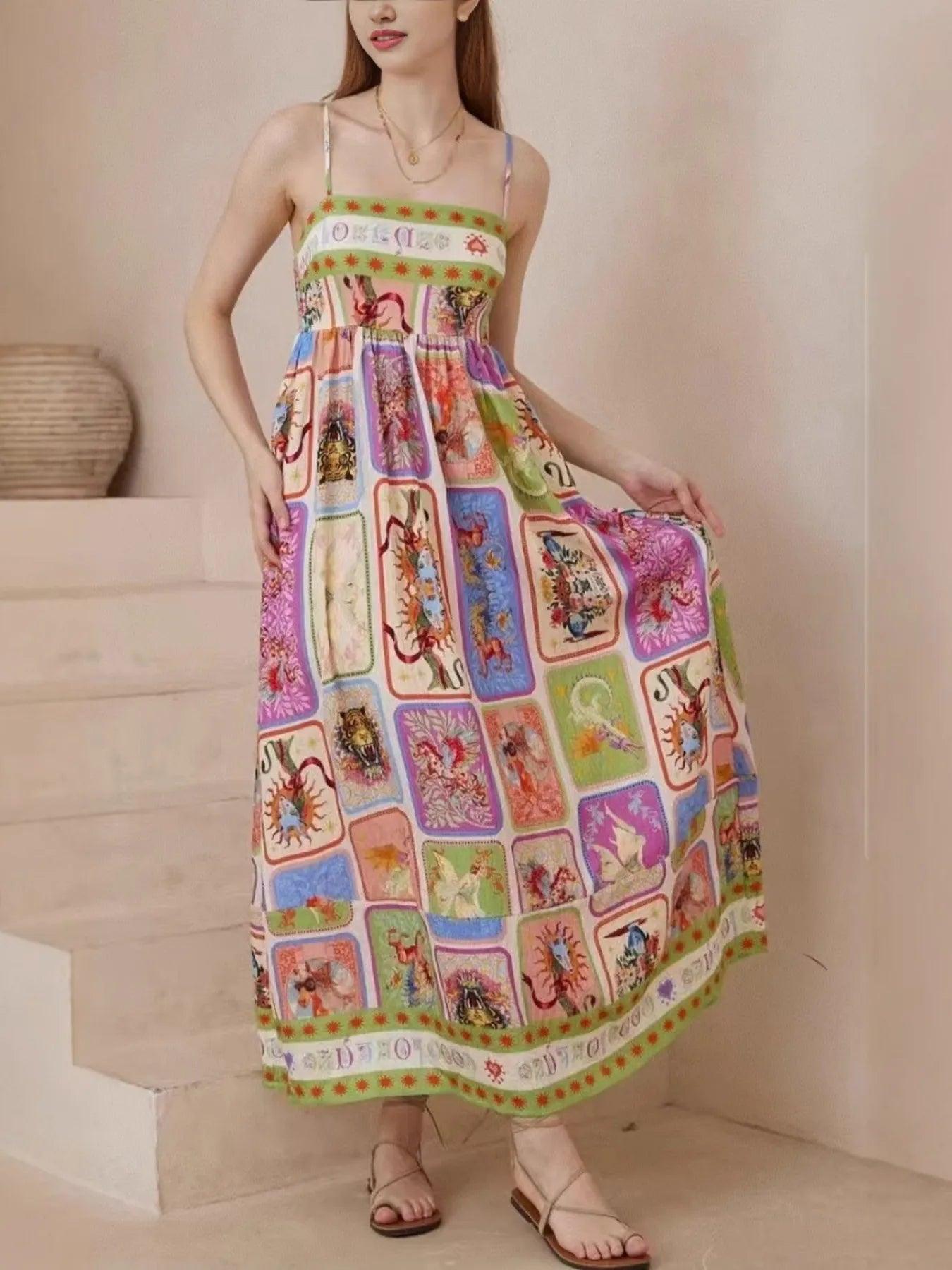 Printed Square Neck Cami Dress - Which Mark