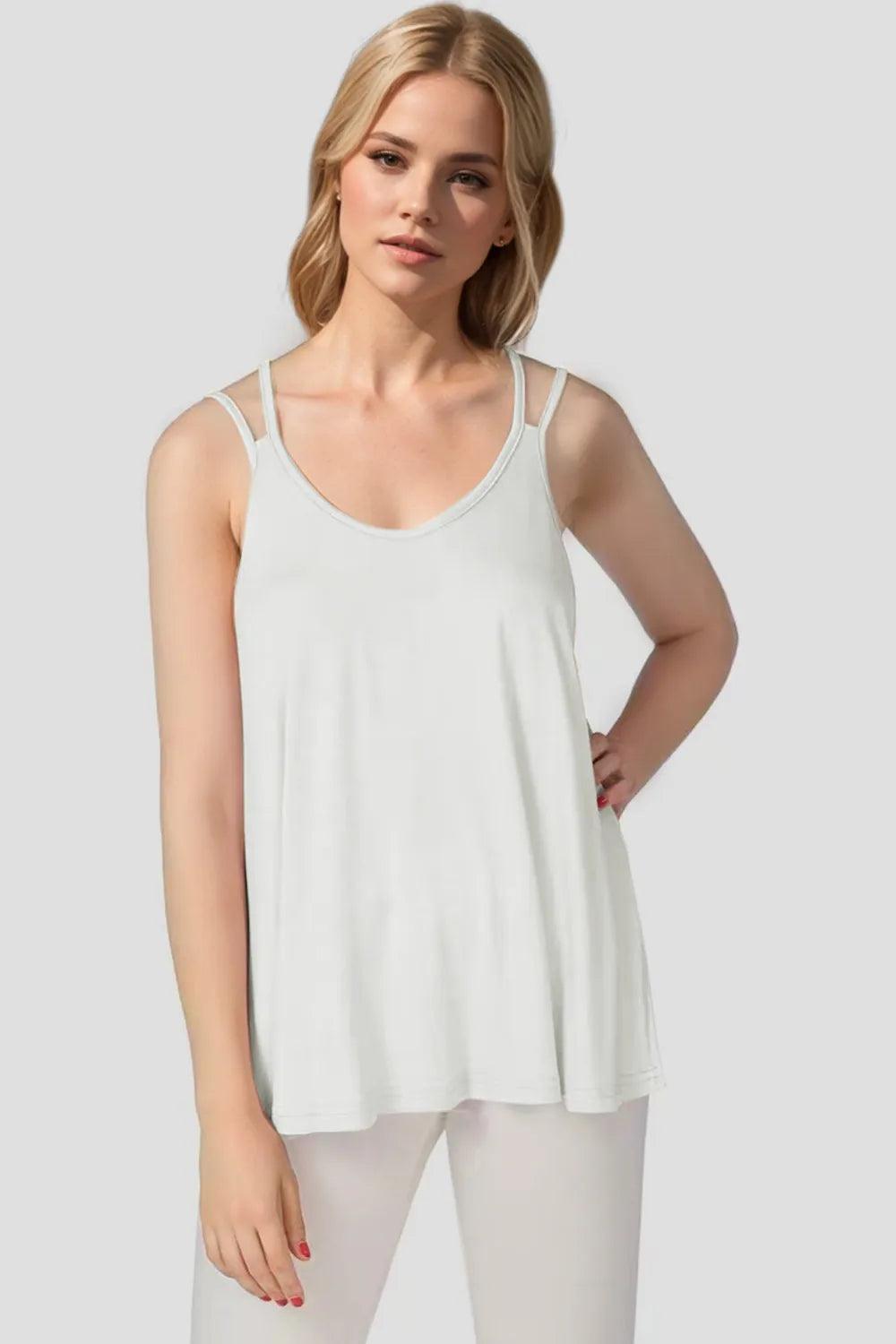 Basic Bae Bamboo Scoop Neck Double Spaghetti Straps Cami - Which Mark