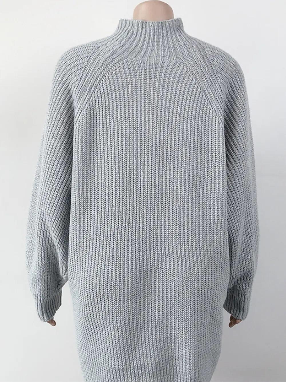 Mock Neck Dropped Shoulder Sweater Dress - Which Mark